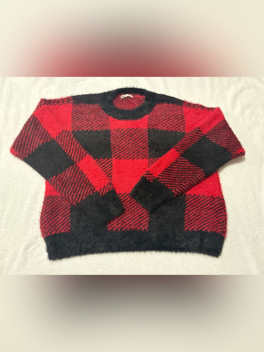 Sonoma Red and Black Buffalo Check Crewneck Sweater